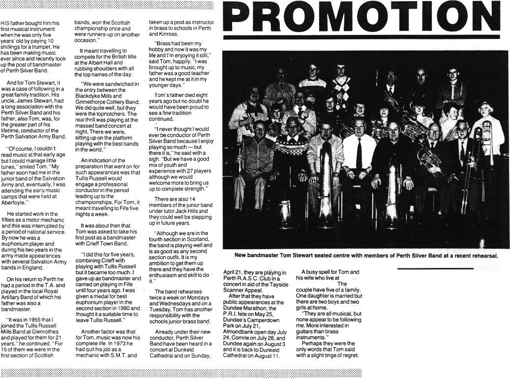 Cutting - New bandmaster Tom Stewart aiming for promotion